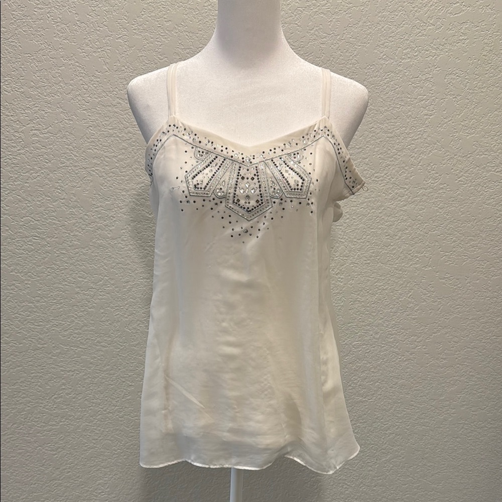 White House Black Market Cream Embellished Camisole
